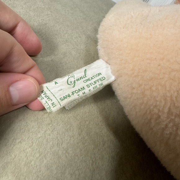 RARE Vintage Gund Sani-Foam Creations Plush Sleeping Bear Rattle Satin Ears - Picture 7 of 11